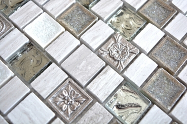 Mosaïque Carreau composite Résine Céramique gris blanc gris clair crème beige Multiformat Mosaïque de verre Carreaux - MOS82-2002