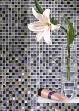 Mosaïque de verre Pierre naturelle Carreau de mosaïque Acier inoxydable gris anthracite Protection anti-éclaboussures Salle de bain - MOS92-0206