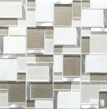 Pierre naturelle Mosaïque de verre Carreaux de mosaïque aluminium blanc anthracite crème beige Carrelage mur salle de bain - MOS49-FK01