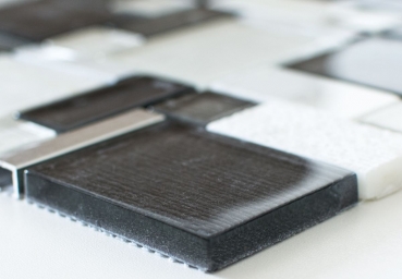 Pierre naturelle Mosaïque de verre Carreaux de mosaïque aluminium blanc anthracite gris boue Carreaux muraux salle de bain - MOS49-FK02