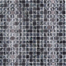 Mosaïque de verre Pierre naturelle Carreau de mosaïque noir Verre brisé Marbre Dos de cuisine - MOS92-1028