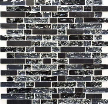 Motif manuel Carreau de mosaïque Translucide noir composite Mosaïque de verre Crystal pierre noire MOS87-v1328_m