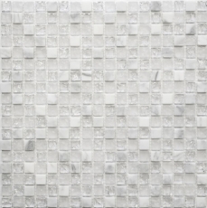 Mosaïque de verre Pierre naturelle Carreau de mosaïque blanc clair verre brisé Marbre Miroir de carrelage Fond de cuisine - MOS92-0102