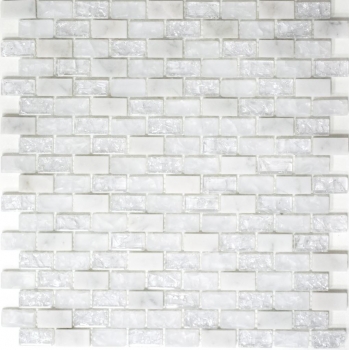 Motif manuel Carreau de mosaïque Translucide blanc Brick Mosaïque de verre Crystal pierre blanche MOS87-0111_m