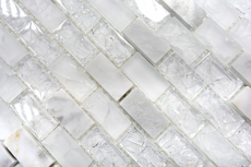Motif manuel Carreau de mosaïque Translucide blanc Brick Mosaïque de verre Crystal pierre blanche MOS87-0111_m