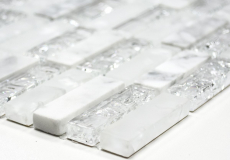 Carreau de mosaïque fond de cuisine translucide blanc baguettes Mosaïque de verre Crystal pierre blanche MOS87-s1211_f