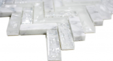 Motif manuel Carreau de mosaïque translucide blanc à chevrons Mosaïque de verre Crystal pierre blanche MOS87HB-0111_m