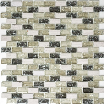 Motif manuel Carreau de mosaïque Translucide gris-vert Brick Mosaïque de verre Crystal Pierre gris-vert MOS87-B1152_m