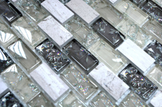 Motif manuel Carreau de mosaïque Translucide gris-vert Brick Mosaïque de verre Crystal Pierre gris-vert MOS87-B1152_m