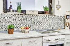 Mosaïque baguettes composite pierre naturelle carreau de mosaïque gris vert beige Brick mosaïque de verre verre cassé marbre carrelage mur cuisine - MOS87-B1152