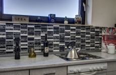 Plaquette Rectangle Mosaïque de verre Urban Feeling Verre laiteux noir blanc argenté Dos de cuisine Protection anti-projections Salle de bains - MOS87-39