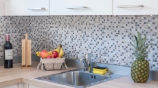 Mosaïque de verre Pierre naturelle Carreau de mosaïque gris clair crème argenté Marbre structure Carrelage salle de bain - MOS92-HQ10