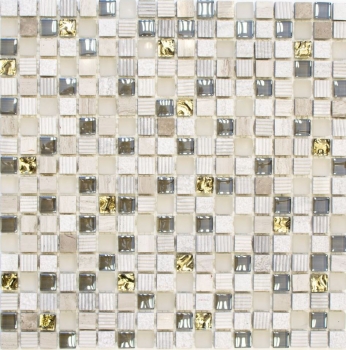 Mosaïque de verre Pierre naturelle Carreau de mosaïque gris clair crème or structure marbre Carreau de cuisine salle de bain - MOS92-HQ12