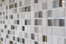 Mosaïque de verre Pierre naturelle Carreau de mosaïque gris clair crème or structure marbre Carreau de cuisine salle de bain - MOS92-HQ12