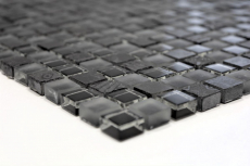 Échantillon manuel Carreau de mosaïque Translucide gris foncé noir Mosaïque de verre Crystal Pierre Relief gris foncé noir MOS83-HQ19_m