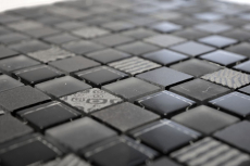 Échantillon manuel Carreau de mosaïque Translucide gris foncé noir Mosaïque de verre Crystal Pierre Relief gris foncé noir MOS83-HQ29_m
