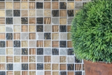 Pierre naturelle Rustique Quartzite Carreau de mosaïque Verre Mosaïque Résine or brun beige Structure Carrelage Fond de cuisine Salle de bain WC - MOS83-CR17