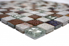 Échantillon manuel Carreau de mosaïque Translucide gris Mosaïque de verre Crystal Pierre Design Quartzite gris MOS83-CR37_m