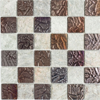 Échantillon manuel Carreau de mosaïque Translucide gris Mosaïque de verre Crystal Pierre Design Quartzite gris MOS88-CR73_m