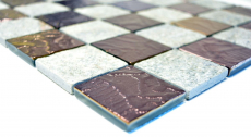 Échantillon manuel Carreau de mosaïque Translucide gris Mosaïque de verre Crystal Pierre Design Quartzite gris MOS88-CR73_m