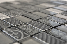 Plaquette Rectangle Carreaux Mosaïque de verre Pierre Rétro argenté anthracite Structure Revêtement mural Carreaux de cuisine WC - MOS83-CRS2