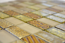 Motif manuel Carreau de mosaïque Translucide or Rectangle Mosaïque de verre Crystal Pierre Retro or MOS83-CRS4_m