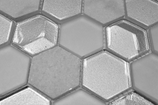 Pierre naturelle Mosaïque de verre Hexagonal blanc vieux blanc crème blanc nacré Carrelage salle de bain - MOS11D-HXN11