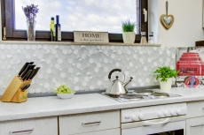 Pierre naturelle Mosaïque de verre Hexagonal blanc vieux blanc crème blanc nacré Carrelage salle de bain - MOS11D-HXN11