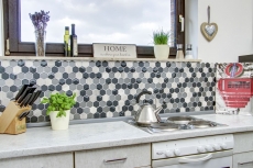 Pierre naturelle Mosaïque de verre Carreaux de mosaïque Hexagonal anthracite gris clair gris rayé Carrelage salle de bain - MOS11D-22