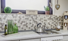 Pierre naturelle Mosaïque de verre Carreaux de mosaïque Hexagonal nacré beige crème noisette Revêtement mural salle de bain - MOS11D-44