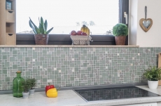 Pierre naturelle Mosaïque de verre Carreau de mosaïque clair gris anthracite gris-vert structure Carrelage salle de bain cuisine - MOS88-MC669