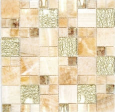 Pierre naturelle Mosaïque de verre Marbre Carreaux de mosaïque ambre or ocre brun Carrelage mur cuisine WC - MOS88-MC649