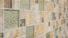 Pierre naturelle Mosaïque de verre Marbre Carreaux de mosaïque ambre or ocre brun Carrelage mur cuisine WC - MOS88-MC649