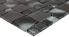Motif main Carreau de mosaïque Translucide noir Combinaison de mosaïque de verre Crystal Pierre noire bord cassé MOS88-0304_m
