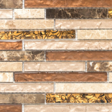 Échantillon manuel Carreau de mosaïque Translucide beige marron Composé Mosaïque de verre Crystal Marbre beige marron MOS86-1302_m