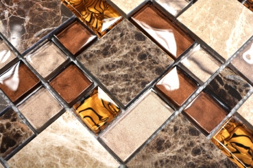 Carreau de mosaïque translucide beige marron combinaison mosaïque de verre Crystal pierre beige marron MOS88-1303_f