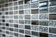 Plaquette Rectangle Carreaux Mosaïque de verre Pierre grise noire anthracite Carrelage Fond de cuisine Salle de bain - MOS87-1303