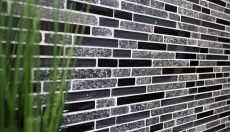 Mosaïque de verre Pierre naturelle bâtonnets Carreaux de mosaïque gris noir gris foncé anthracite Parement mural cuisine salle de bain - MOS86-0208