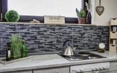 Mosaïque de verre Pierre naturelle bâtonnets Carreaux de mosaïque gris noir gris foncé anthracite Parement mural cuisine salle de bain - MOS86-0208