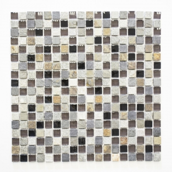 Mosaïque de verre Pierre naturelle Carreau de mosaïque beige marron gris anthracite noir Dos de cuisine Protection anti-projections - MOS92-0209