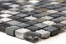 Mosaïque de verre Pierre naturelle Carreau de mosaïque beige marron gris anthracite noir Dos de cuisine Protection anti-projections - MOS92-0209