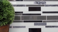 Mosaïque de verre Pierre naturelle Carreaux de mosaïque composite Bâtons de marbre blanc gris anthracite noir mur cuisine salle de bain WC - MOS67-GV34