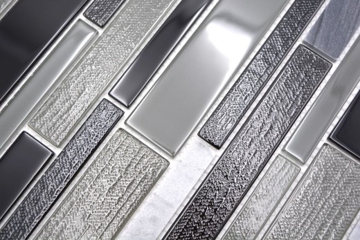 Mosaïque de verre Pierre naturelle Carreaux de mosaïque composite Bâtons de marbre gris anthracite noir Carreau mural Salle de bain Cuisine WC - MOS67-GV44