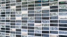 Plaquette Rectangle Carreaux Mosaïque de verre Bâtons argentés gris noir anthracite Pierre naturelle Dos de cuisine Salle de bains WC - MOS87-SM88