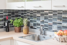Plaquette Rectangle Carreaux Mosaïque de verre Pierre noire argentée anthracite gris foncé Carrelage salle de bain cuisine - MOS87-88X