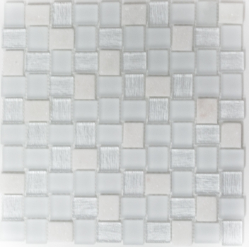 Échantillon manuel Carreau de mosaïque Translucide blanc Rectangle Mosaïque de verre Crystal Pierre blanche MOS82-0111_m