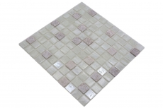 Pierre naturelle Mosaïque de verre Carreaux de mosaïque cream blanc vieux blanc beige clair Fond de carrelage mur cuisine - MOS94-2503