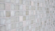 Pierre naturelle Mosaïque de verre Carreaux de mosaïque cream blanc vieux blanc beige clair Fond de carrelage mur cuisine - MOS94-2503