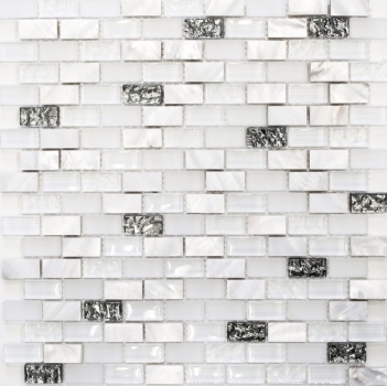 Motif manuel Carreau de mosaïque Translucide blanc Brick Mosaïque de verre Crystal Pierre coquillage blanc MOS87-B01S_m