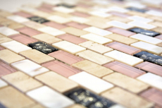 Motif manuel Carreau de mosaïque Translucide beige Brick Mosaïque de verre Crystal Pierre coquillage beige MOS87-B05S_m